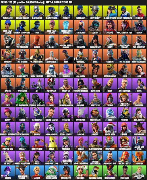 [PC/XBOX] | 120 skins | Take The L | OG STW | Royale Knight | The Reaper | Elite Agent | Blue Squire | Omega | Blue Striker | Trilogy | Warpaint | Full Access
