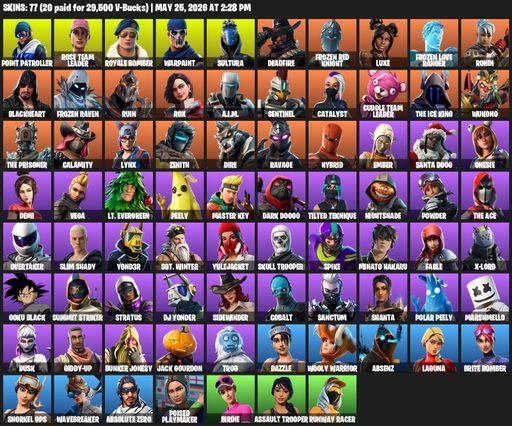 [PC/XBOX] | 77 skins | OG STW | Point Patroller | Rose Team Leader | Royale Bomber | Warpaint | Sultura | Deadfire | Frozen Red Knight | Luxe | Full Access