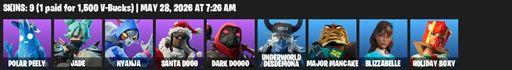 [PC/XBOX] | 9 skins | Polar Peely | Jade | Nyanja | Santa Dogg | Dark Doggo | Underworld Desdemona | Major Mancake | Blizzabelle | Holiday Boxy | Full Access