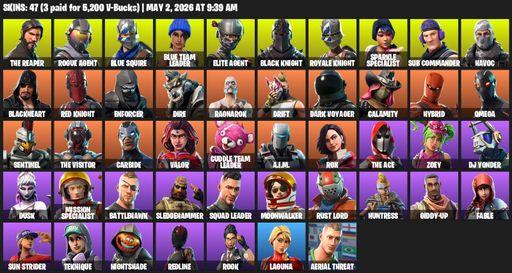 [PC/PSN/XBOX] | 47 skins | Take The L | Floss | Black Knight | Sparkle Specialist | Royale Knight | The Reaper | Elite Agent | Blue Squire | Omega | Full Access