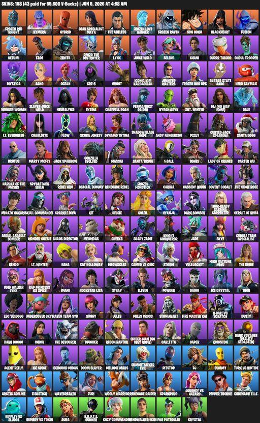 [PC/PSN/XBOX] | 158 skins | 1850 V-bucks | Renegade Raider | Frozen Red Knight | Kymera | Hybrid | Gear Specialist Maya | The Ageless | Full Access