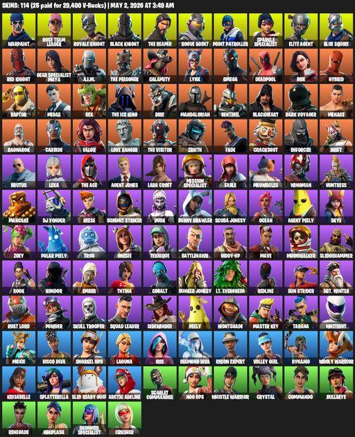 [PC/PSN/XBOX] | 114 skins | Take The L | Floss | OG STW | Black Knight | Sparkle Specialist | Royale Knight | The Reaper | Elite Agent | Blue Squire | Full Access