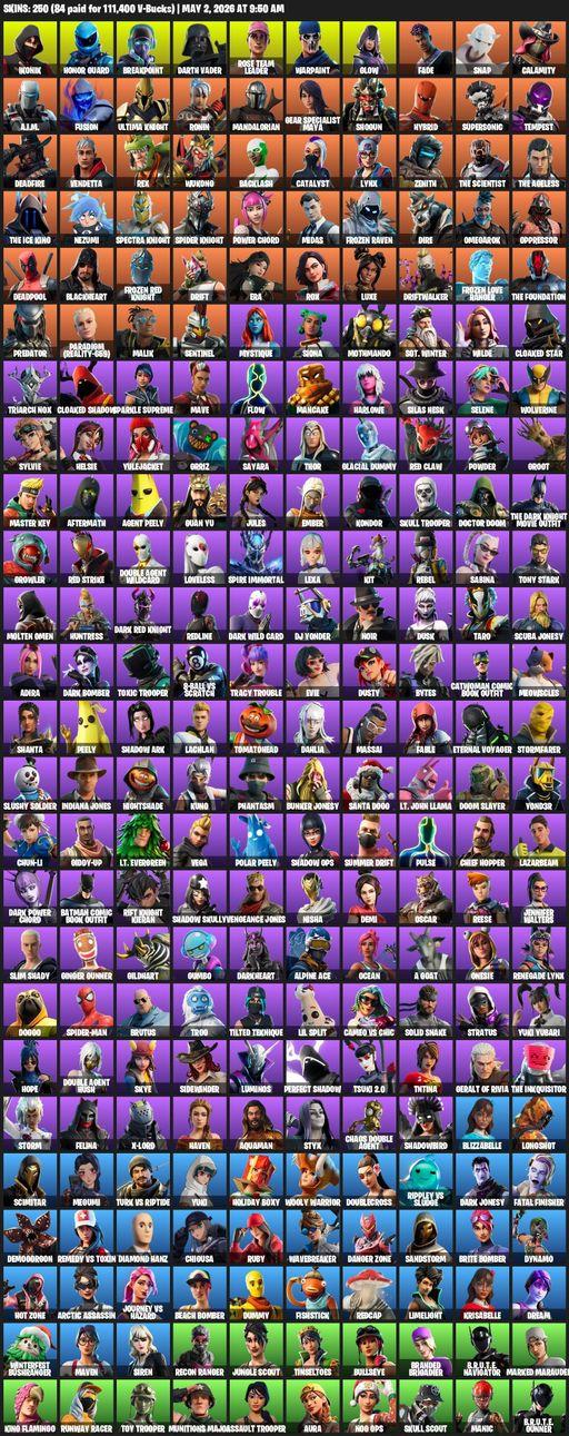 [PC/PSN/XBOX] | 250 skins | OG STW | Honor Guard | IKONIK | Breakpoint | Darth Vader | Rose Team Leader | Warpaint | Glow | Fade | Snap | Calamity | Full Access
