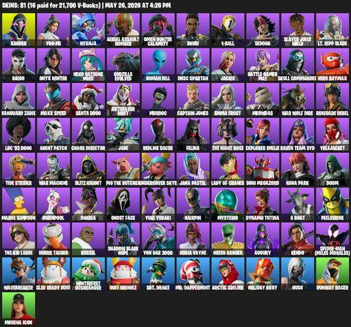 [PC/XBOX] | 81 skins | Xander | Yoo-mi | Nyanja | Aerial Assault Bomber | Omen Hunter Calamity | Shuri | 1-Ball | Sedona | Slayer Juice WRLD | Full Access