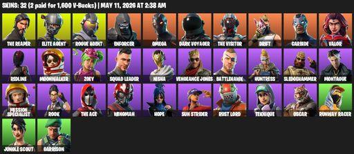 [PC/PSN] | 32 skins | Take The L | The Reaper | Elite Agent | Omega | Rogue Agent | Enforcer | Dark Voyager | The Visitor | Drift | Carbide | Valor | Full Access