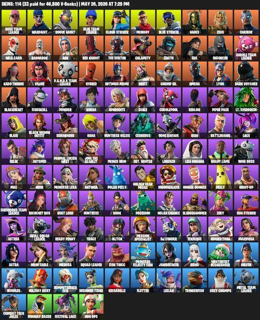 [PC/PSN] | 114 skins | Take The L | OG STW | Omega | Rose Team Leader | Warpaint | Rogue Agent | Blue Team Leader | Cloud Striker | Prodigy | Full Access