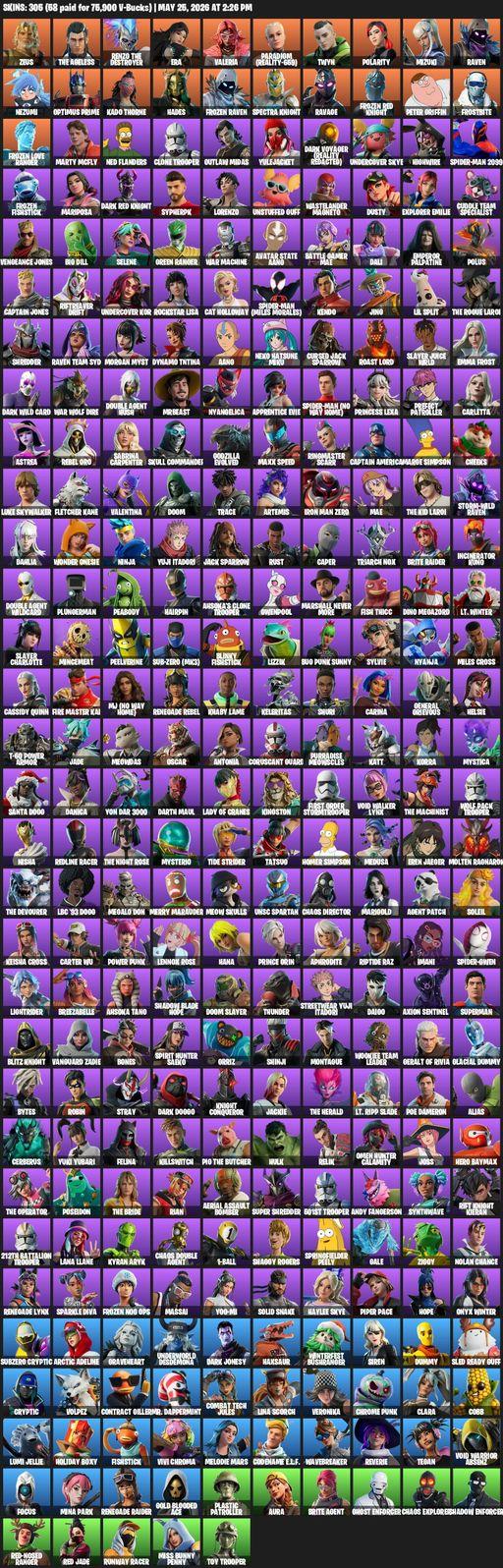 [PC/XBOX] | 305 skins | Renegade Raider | Zeus | The Ageless | Renzo the Destroyer | Era | Valeria | Paradigm (Reality-659) | Twyn | Polarity | Mizuki | Full Access