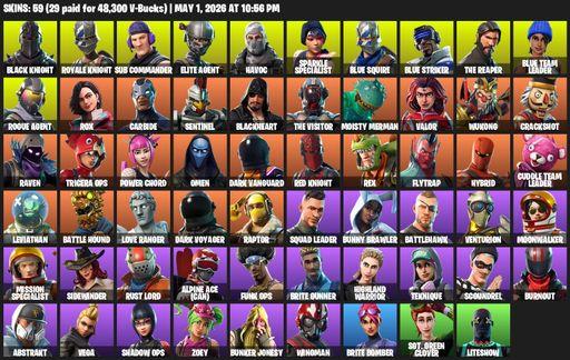 [PC/PSN/XBOX] | 59 skins | Take The L | Floss | Black Knight | Sparkle Specialist | Royale Knight | The Reaper | Elite Agent | Blue Squire | Full Access