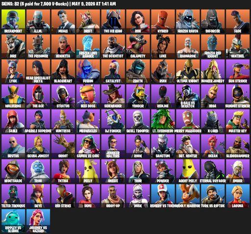 [PC] | 82 skins | Breakpoint | A.I.M. | Midas | Drift | The Ice King | Rox | Hybrid | Frozen Raven | Enforcer | Fade | Dire | The Prisoner | Vendetta | Full Access