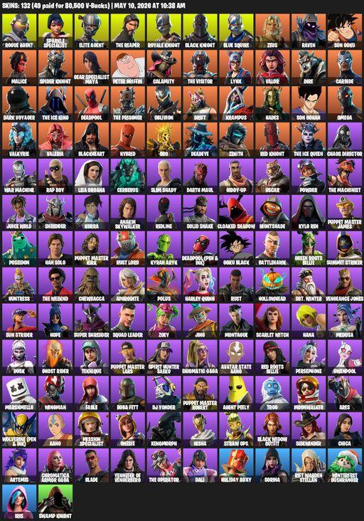 [PC/PSN] | 132 skins | 700 V-bucks | Take The L | Floss | Black Knight | Sparkle Specialist | Royale Knight | The Reaper | Elite Agent | Blue Squire | Full Access