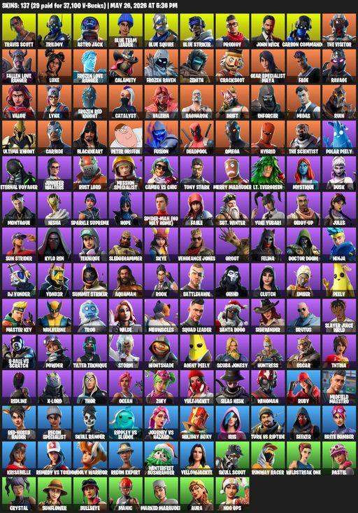 [PC/XBOX] | 137 skins | Take The L | Travis Scott | Blue Squire | Omega | Trilogy | Astro Jack | Blue Team Leader | Blue Striker | Prodigy | John Wick | Full Access