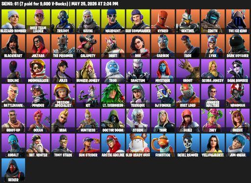 [PC/PSN/XBOX] | 61 skins | Take The L | OG STW | Blizzard Bomber | Rose Team Leader | Trilogy | Havoc | Warpaint | Sub Commander | Hybrid | Sentinel | Full Access