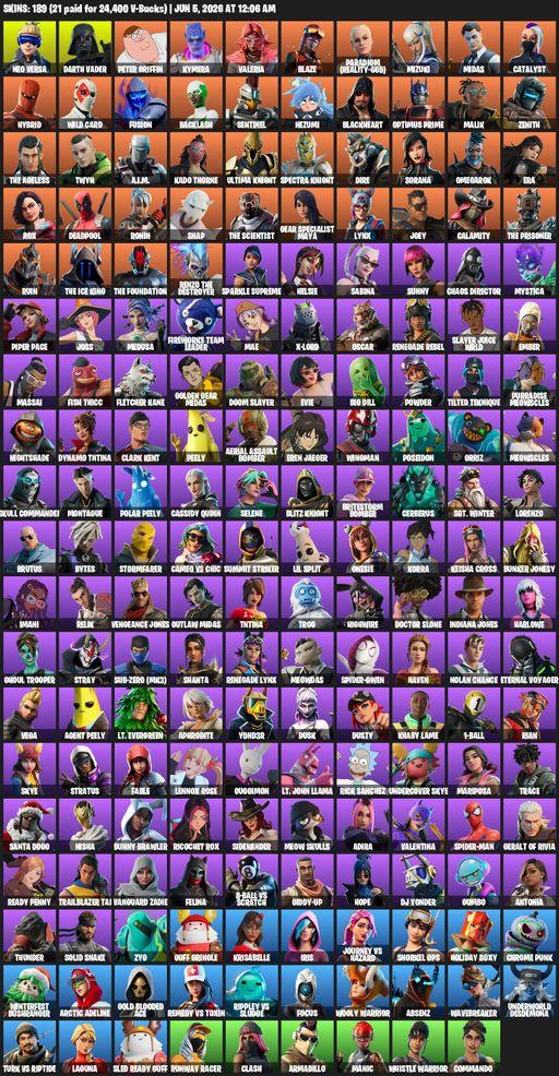 [PC/XBOX] | 189 skins | 1400 V-bucks | Reaper Axe | Neo Versa | Darth Vader | Peter Griffin | Kymera | Valeria | Blaze | Paradigm (Reality-659) | Full Access