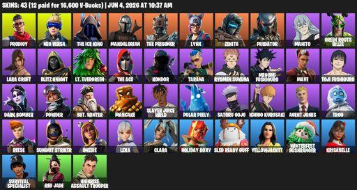 [PC/XBOX] | 43 skins | Lara Croft | Prodigy | Neo Versa | The Ice King | Mandalorian | The Prisoner | Lynx | Zenith | Predator | Mahito | Full Access