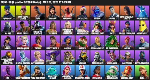 [PC/PSN] | 50 skins | 950 V-bucks | OG STW | Warpaint | Rose Team Leader | Fade | Sorana | Deadpool | Catalyst | Fusion | Midas | Gear Specialist Maya | Full Access