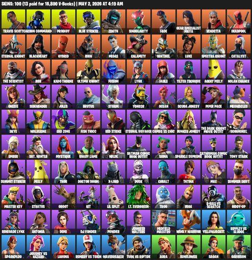[PC/PSN/XBOX] | 100 skins | Travis Scott | Carbon Commando | Prodigy | Blue Striker | Zenith | Singularity | Fade | Gear Specialist Maya | Vendetta | Full Access
