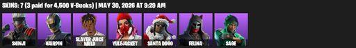 [PC/XBOX] | 7 skins | Shinji | Hairpin | Slayer Juice WRLD | Yulejacket | Santa Dogg | Felina | Sage | The Fangler | Microbot Mallet | Full Access