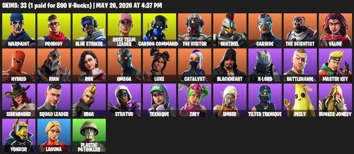[PC/PSN/XBOX] | 33 skins | OG STW | Omega | Warpaint | Prodigy | Blue Striker | Rose Team Leader | Carbon Commando | The Visitor | Sentinel | Carbide | Full Access