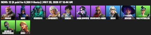 [PC/PSN/XBOX] | 12 skins | Oscar | Hope | Cerberus | Aphrodite | Korra | Dark Bomber | Vengeance Jones | Siren | Reverie | Par Patroller | Full Access