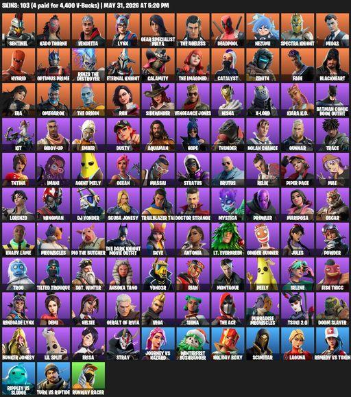 [PC/PSN] | 103 skins | Sentinel | Kado Thorne | Vendetta | Lynx | Gear Specialist Maya | The Ageless | Deadpool | Nezumi | Spectra Knight | Midas | Full Access