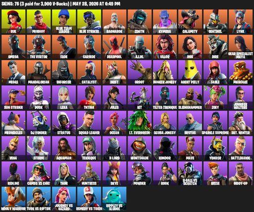 [PC/XBOX] | 75 skins | Omega | Rue | Prodigy | Blue Team Leader | Blue Striker | Ragnarok | Zenith | Kymera | Calamity | Sentinel | Lynx | The Visitor | Full Access
