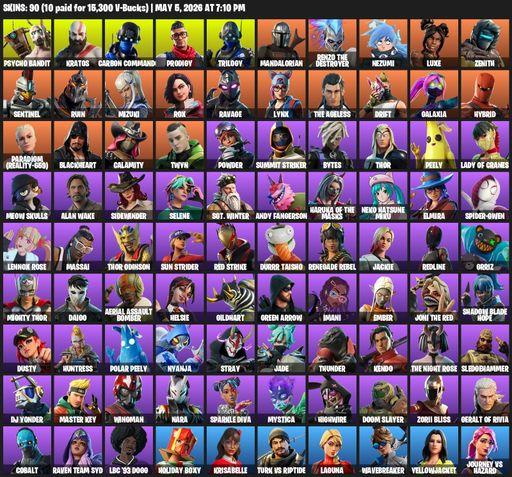 [PC] | 90 skins | Leviathan Axe | Psycho Bandit | Kratos | Carbon Commando | Prodigy | Trilogy | Mandalorian | Renzo the Destroyer | Nezumi | Luxe | Full Access