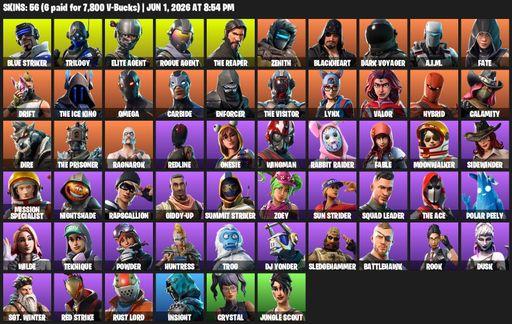 [PC/XBOX] | 56 skins | Take The L | The Reaper | Elite Agent | Omega | Blue Striker | Trilogy | Rogue Agent | Zenith | Blackheart | Dark Voyager | Full Access