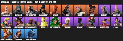 [PC/XBOX] | 23 skins | Ragnarok | Enforcer | The Scientist | Blackheart | Hybrid | Ruin | Drift | Luxe | Burnoff | Huntress | Master Key | Sidewinder | Full Access