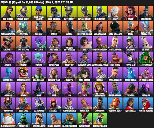 [PC/PSN/XBOX] | 77 skins | Take The L | Royale Knight | The Reaper | Elite Agent | Blue Squire | Omega | Rogue Agent | Blue Team Leader | Blue Striker | Full Access