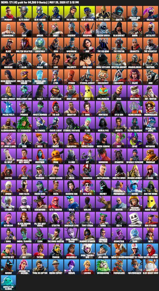 [PC/XBOX] | 171 skins | Take The L | The Reaper | Elite Agent | Blue Squire | Omega | Prodigy | Trilogy | Blue Striker | Ultima Knight | Zenith | Full Access