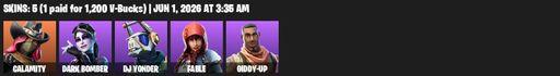 [PC/PSN/XBOX] | 5 skins | Calamity | Dark Bomber | DJ Yonder | Fable | Giddy-up | Reckoning | Abominable Axe | Guiding Glow | Smash Up | Full Access