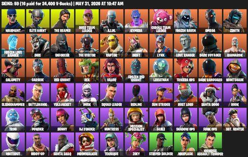 [PC/PSN/XBOX] | 59 skins | Take The L | OG STW | The Reaper | Elite Agent | Omega | Warpaint | Rose Team Leader | A.I.M. | Kymera | Cuddle Team Leader | Full Access