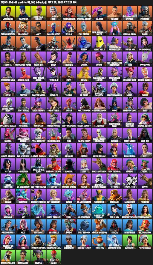 [PC/PSN/XBOX] | 164 skins | OG STW | Lara Croft | John Wick | Warpaint | Rose Team Leader | Ark | The Imagined | Spectra Knight | Galaxia | Menace | Full Access