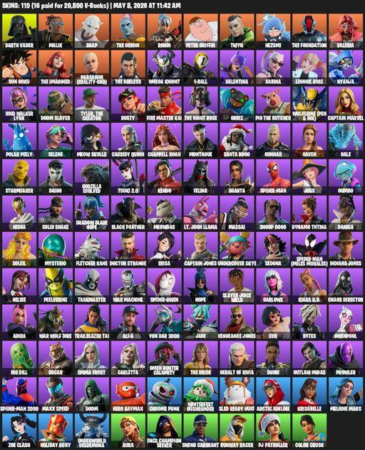 [PC/PSN] | 119 skins | Darth Vader | Malik | Snap | The Origin | Ronin | Peter Griffin | Twyn | Nezumi | The Foundation | Valeria | Son Goku | Full Access