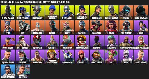 [PC/XBOX] | 42 skins | Take The L | Floss | Black Knight | Sparkle Specialist | Royale Knight | The Reaper | Elite Agent | Blue Squire | Omega | Full Access