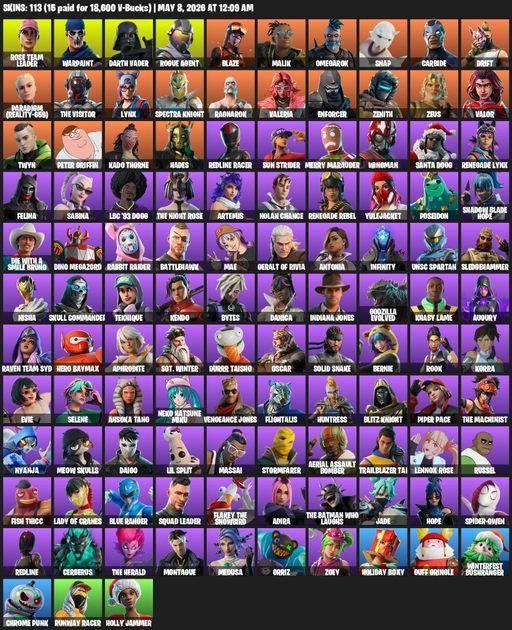 [PC/PSN/XBOX] | 113 skins | OG STW | Rose Team Leader | Warpaint | Darth Vader | Rogue Agent | Blaze | Malik | Omegarok | Snap | Carbide | Drift | Full Access