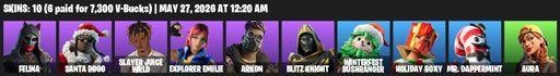 [PC/PSN/XBOX] | 10 skins | Felina | Santa Dogg | Slayer Juice WRLD | Explorer Emilie | Arkon | Blitz Knight | Winterfest Bushranger | Holiday Boxy | Full Access