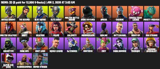 [PC/PSN/XBOX] | 33 skins | Take The L | Floss | Royale Knight | The Reaper | Elite Agent | Blue Squire | Omega | Molten Battle Hound | Dark Voyager | Full Access