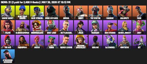 [PC/XBOX] | 31 skins | Take The L | Omega | Rogue Agent | Blue Team Leader | Blue Striker | Dark Voyager | Drift | The Visitor | Carbide | Calamity | Full Access