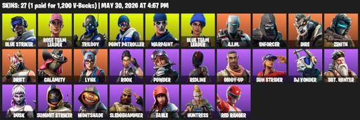 [PC/XBOX] | 27 skins | OG STW | Blue Striker | Rose Team Leader | Trilogy | Point Patroller | Warpaint | Blue Team Leader | A.I.M. | Enforcer | Dire | Full Access