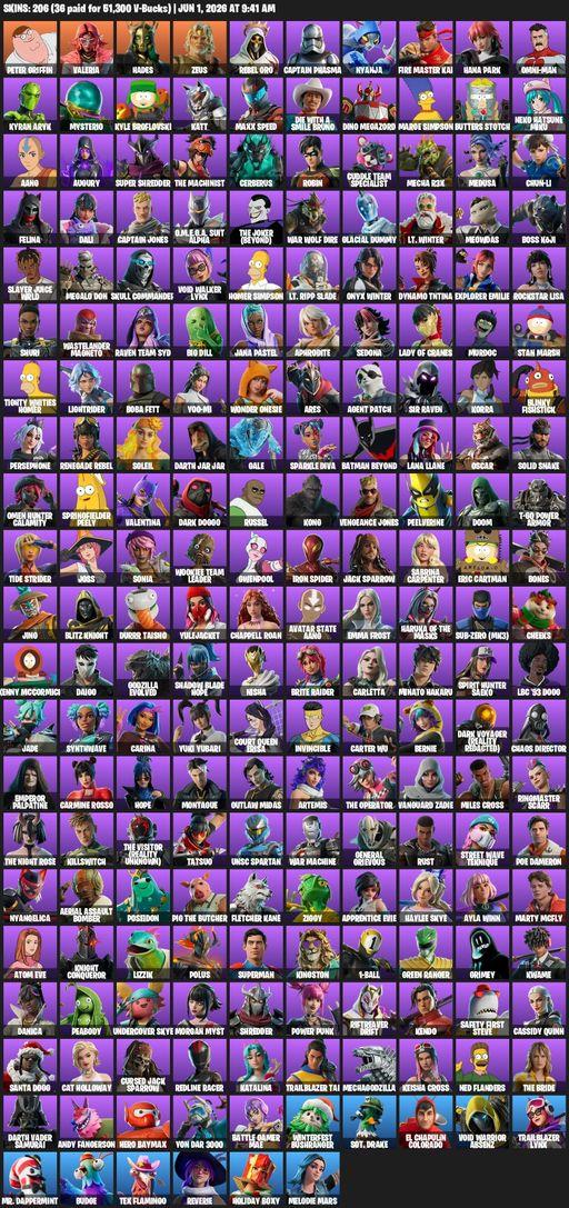[PC/PSN] | 206 skins | Peter Griffin | Valeria | Hades | Zeus | Rebel Oro | Captain Phasma | Nyanja | FIRE Master Kai | Hana Park | Omni-Man | Full Access