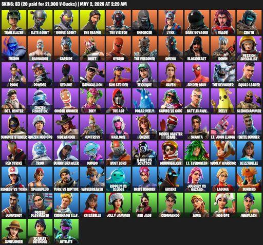 [PC/PSN/XBOX] | 83 skins | Merry Mint Axe | Take The L | The Reaper | Elite Agent | Omega | Trailblazer | Rogue Agent | The Visitor | Enforcer | Lynx | Full Access