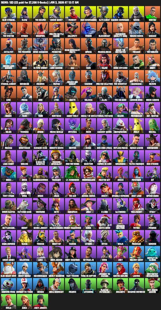 [PC] | 183 skins | 1300 V-bucks | Take The L | The Reaper | Elite Agent | Omega | Lara Croft | Blue Striker | Glow | Rogue Agent | Prodigy | Full Access