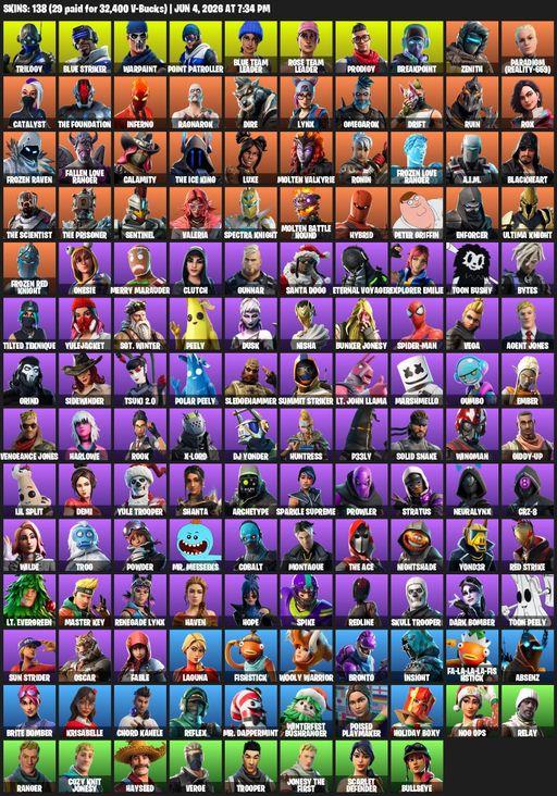 [PC] | 138 skins | OG STW | Trilogy | Blue Striker | Warpaint | Point Patroller | Blue Team Leader | Rose Team Leader | Prodigy | Breakpoint | Zenith | Full Access