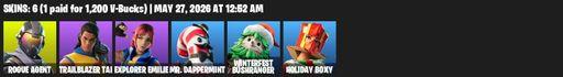 [PC/PSN/XBOX] | 6 skins | 600 V-bucks | Rogue Agent | Trailblazer Tai | Explorer Emilie | Mr. Dappermint | Winterfest Bushranger | Holiday Boxy | Full Access
