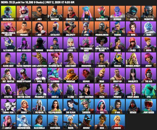 [PC/PSN/XBOX] | 78 skins | Lara Croft | Breakpoint | Vi | Joey | Sentinel | Vendetta | Alli | Singularity | Kymera | Zenith | Predator | Full Access