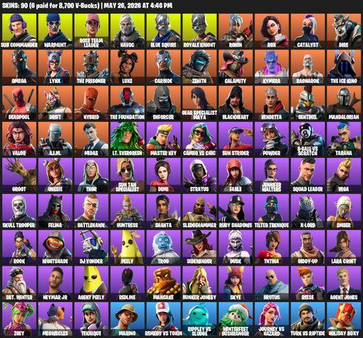 [PC/PSN/XBOX] | 90 skins | OG STW | Royale Knight | Blue Squire | Omega | Lara Croft | Sub Commander | Warpaint | Rose Team Leader | Havoc | Ronin | Full Access