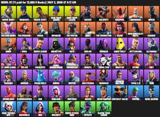 [PC/PSN/XBOX] | 67 skins | OG STW | Travis Scott | Omega | Rogue Agent | Warpaint | Blue Team Leader | Rose Team Leader | Ravage | Calamity | Deadpool | Full Access