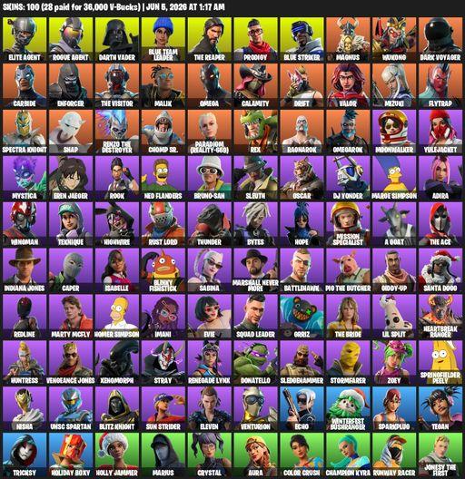 [PC/XBOX] | 100 skins | Take The L | The Reaper | Elite Agent | Omega | Rogue Agent | Darth Vader | Blue Team Leader | Prodigy | Blue Striker | Magnus | Full Access