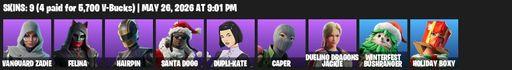[PC/PSN/XBOX] | 9 skins | Vanguard Zadie | Felina | Hairpin | Santa Dogg | Dupli-Kate | Caper | Dueling Dragons Jackie | Winterfest Bushranger | Full Access